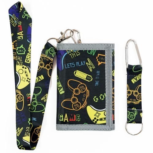 Kids Wallet with Lanyard for Boys Ages 4-12 Trifold Toddler Wallet Zippered Coin Pocket Card Holders for Children Birthday Gifts