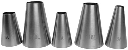 5 Pezzi Punte per Piping Grandi, Beccucci Punte Bocchette Sac A Poche Grandi, Beccucci Sac A Poche Professionali in Acciaio Inox, Bocchetta Sac a Poche Grande per Decorare Torte Crema, Cupcake