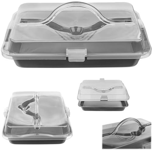 KADAX Teglia da forno con coperchio e rivestimento antiaderente, tortiera rettangolare in acciaio per torte, pane tostato, cheesecake, brownie, teglia in scatola (32,5 x 22,5 x 5 cm)