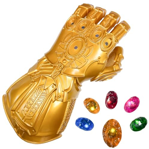 PQKL-party Thanos Handschuhe Infinity Handschuh mit LED Leuchten Infinity Steine Thanos Handschuh für Kinder Erwachsene Halloween Cosplay Kostüm Party Requisiten