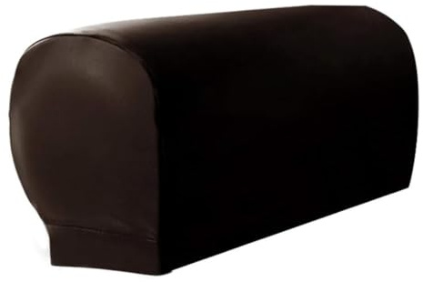 Gorise Funda Protectora para reposabrazos de sofá de Piel sintética elástica marrón Oscuro, 2 Unidades, universales, Impermeables
