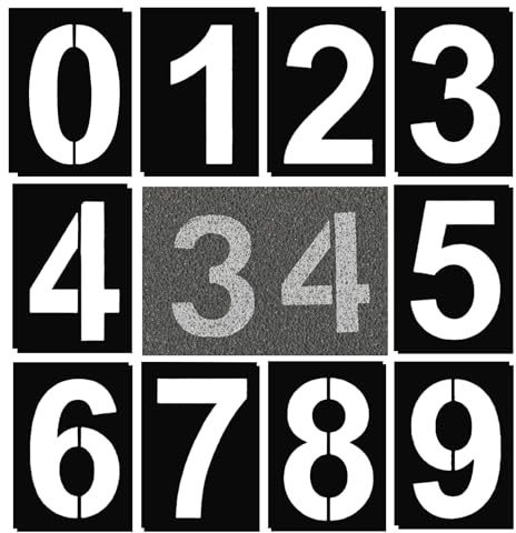 Huybaa 30cm di Stencil Numeri Grandi, Set 10 Pezzi da 0 a 9, Riutilizzabili con Rullo per Pittura, Progetti Artistici e Decorazione,stencil per pittura con numeri fai da te