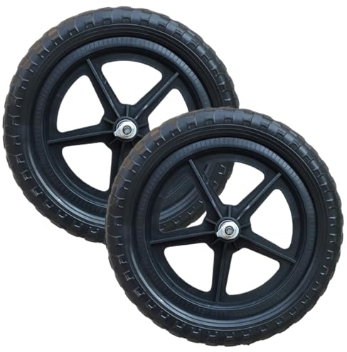 1 par de ruedas de repuesto para bicicleta de equilibrio de 12 pulgadas para niños, ligeras, accesorios de reparación y mantenimiento, ruedas de entrenamiento negras para bicicletas de niños