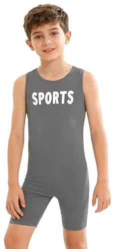 Miutii Pojkar gymnastikdräkt fleece gymnastikdräkt ärmlös balettdräkt Leotard Thermo Body Overall Sport Jumpsuit Vinterdräkt, GRÅ, 170-176