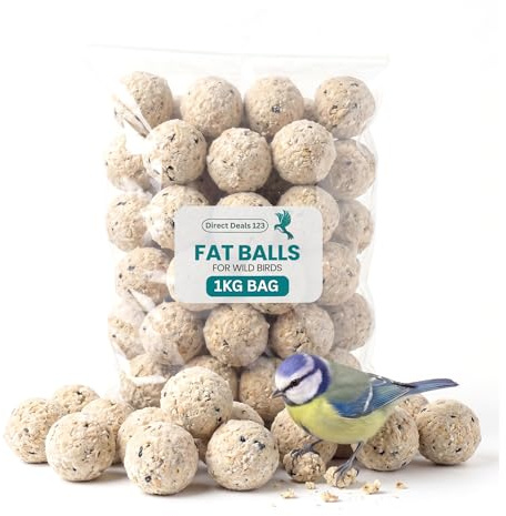 (1KG BAG) Fat Balls for Wild Bird Food Premium Energy Treat Natural Feed for Robins Sparrows Garden Wildlife High Oil Nutrition Winter Feeding Pack Quality for All Life Stages