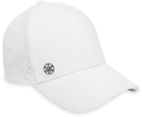 Gaiam Wander Breathable Geo Hat - Cute Women's Baseball for Summer, Lightweight, Adjustable Strap, Moisture-Absorbing Sweatband Running & Hiking, 6-Panel Sporty White Ball Cap Women,