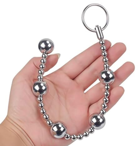 Metall Anal Beads Analkugeln Analkette mit 5 Kugeln mit Zugring, Vaginal Kugeln Edelstahl Analkette Analperlen G-Punkt Analplugs Anus Stecker mit Ziehering für Männer Frauen