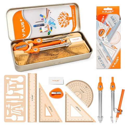 YPLUS Geometry Set, Protractor and Compass Set for Students, 11Pcs