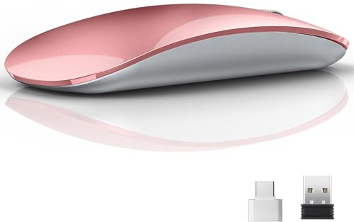 Uiosmuph U58 Ratón Inalámbrico Recargable, Silencioso Mouse,Rose Gold