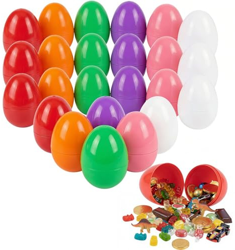 AUFIKR Fillable Plastic Easter Egg 6 Color 3.2 Inch Easter Eggs for Kids for Easter Egg Hunting Game Party (24)