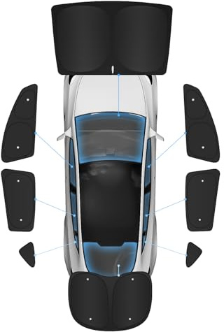 8-delat solskydd för Tesla Model Y (2020–2024), privat sfärskydd för vindruta och bakruta, solskydd, värmeisolerade tillbehör modell Y