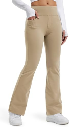 Libin Mujer Térmicos Leggings Deporte Chandal Pantalone,Caqui,M