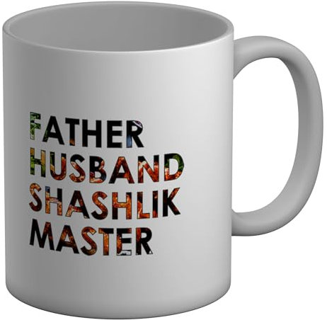 Shopagift Father Shashlik Master Mug Grill Barbecue Skewer White 11oz Large Ceramic Cup