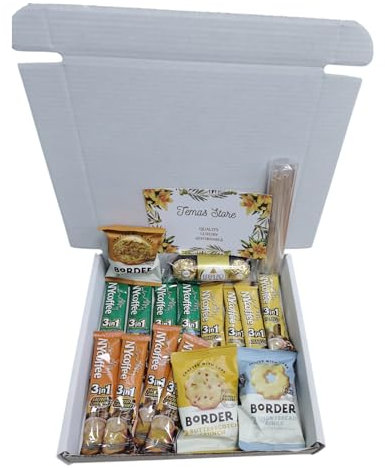 Temas Instant Coffee Gift Box For Men and Women - Coffee Lovers Gifts Set Hamper - Instant Coffee, Border biscuits, Chocolates, and Stirrer - Delights for All Occasions (Coffee Box I)