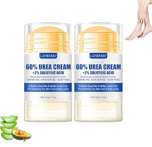 Crema De Urea Para Pies 60% + 2% De Ácido Salicílico, Crema Hidratante Profunda Para Nutrir Los Pies, Adecuada Para Talones Agrietados Y Piel Seca, Suavizar La Piel, Eliminar La Piel Muerta (#2, 80g)
