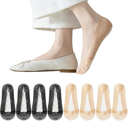 Unsichtbare Socken Damen,4 Paare No Show Socken Anti Rutsch Atmungsaktive für High Heels, Boot Schuhe, Sneaker, Loafers (DE/NL/SE/PL, Numerisch, 39, 42, Regular, Regular, Standard, Schwarz und nude)