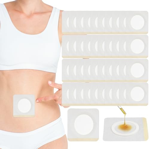 Maxqzin 50Pcs Castor Oil Patches Castor Oil Belly Button Patch Disposable Highly Absorbent Self-Adhesive Pack Wrap Belly Button Pads