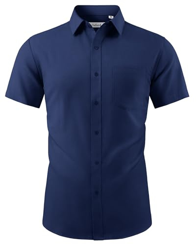 J.VER Short Sleeve Shirts Men Smart Casual Oxford Cotton Summer Dress Shirt