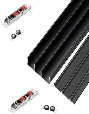 Kit de rail de porte coulissante à 3 voies en alliage d'aluminium pour armoire et panneaux de porte de séparation