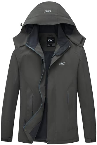 DCmount Mens Waterproof Jackets Hiking Jacket Adjustable Hood for Rain, Outdoors, Walking, Travelling, Camping, Running