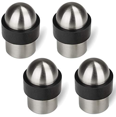 4 x STOPPLA® Türpuffer echt Edelstahl gebürstet Ø 35 mm Höhe 51 mm Bodentürstopper für Bodenmontage