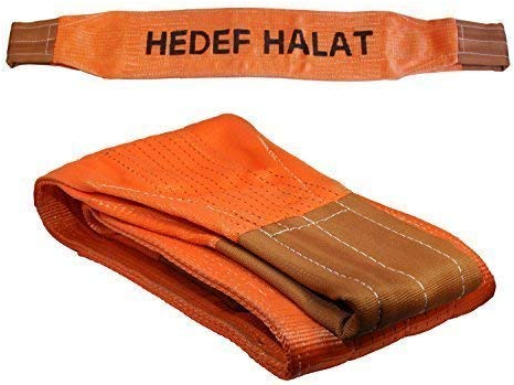 10 Tonnen Tragfähigkeit 2 Meter Länge Hebegurt Rundschlinge Hebeband Bergegurt aus Polyster mit Endschlaufen für Kran, Abschleppen Orange