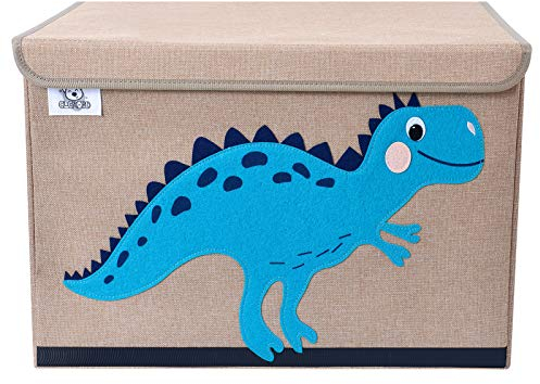 CLCROBD Foldable Kids Large Toy Chest with Flip-Top Lid, Collapsible Fabric Animal Toy Storage Organizer/Bin/Box/Basket/Trunk for Toddler, Children and Baby Nursery (Dinosaur)