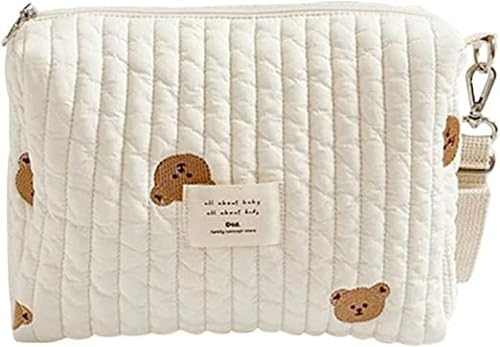 ABenxxou Tragbare Universal-Wickeltaschen für Babys, Windel-Organizer für Mütter, mit Reißverschluss, bestickt, für Mama, Bärenmotiv