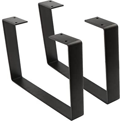 Osring 12 Inch Coffee Table Legs U-Shaped, 2pcs Solid Steel Table Legs for Furniture, TV Stand and Bench, Black