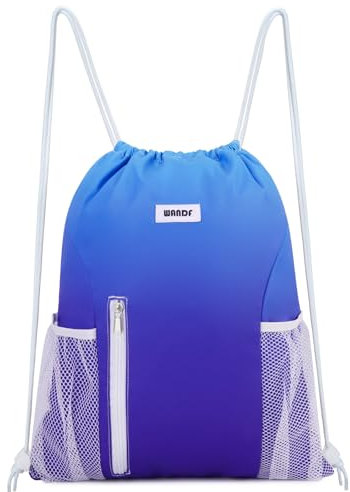 WANDF Ryggsäck med dragsko string bag gymnastikväska vattentät nylon sportväska gymväska med ytterficka justerbar dragsko gymväska för kvinnor män för sport och yoga