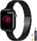 TISIMO Bracelet en acier inoxydable pour Apple Watch 38 mm, 40 mm, 41 mm, noir brillant, unisexe