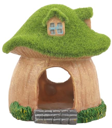 POPETPOP Aquarium Mushroom Fish Hideout - Resin Fish Tank Caves, Hamster Mushroom House, Fish and Shrimp Shelter Landscape Cave for Christmas Fish Tank Decorations