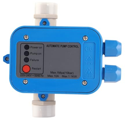 Controlador de Presión de Bomba de Agua Automático de 220 V ~ 240 V, Unidad de Control Automático Uso de Interruptor Electrónico Jet Autocebante Centrífugo Azul para Casa (50/60