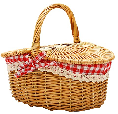 Dytabepl Wicker Picknick Korb im Land Haus mit Deckel und & Liner für Picknicks, Partys und Grill Abende