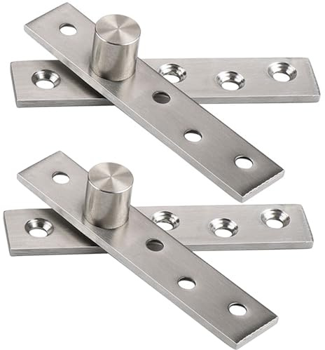 2pcs Charnières de Porte Pivotantes à 360 Degrés de Rotation, 95mm épaissies Pivot Hinge Cachée en Acier Inoxydable, Pivotante Charnière Robuste pour Meuble Chaussures, Armoire Bois, Pivot Excentrique