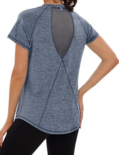 Terecey Maglietta Sportiva Donna Manica Corta Sportiva Traspirante Fitness | Schiena con Inserti in Rete, Vestibilità Comoda, Movimento Naturale, Palestra Yoga Allenamento