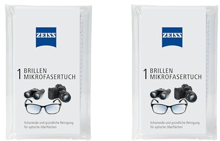 ZEISS Chiffon en Microfibre pour Lunettes pour Un Nettoyage à Sec ou en Combinaison avec des Sprays de Nettoyage pour Lunettes, Lavable en Machine, idéal pour Les Verres de Lunettes, Smartphones,