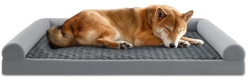GYMAX Cama Perro Grande, Cama Ortopédica para Perro con Funda Extraíble y Lavable, Sofá para Perros (XXL-135 x 91 x 18 cm)