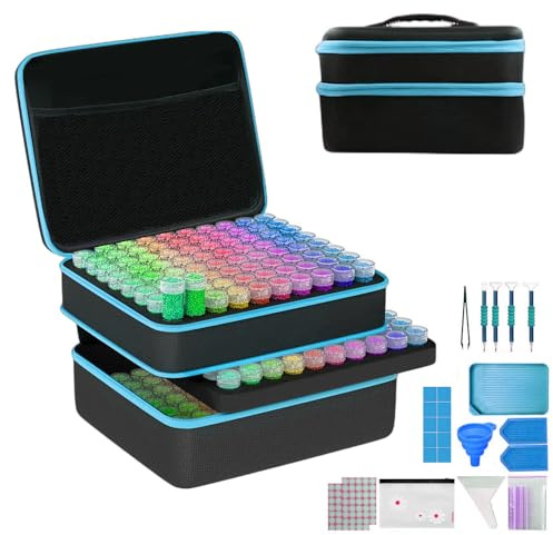 NEWFUN Diamond Painting Kit, Scatola di Immagazzinamento della Pittura a Diamante, 240 Pezzi Scatole di Accessori per la Pittura a Diamante con Imbuto di Custodia