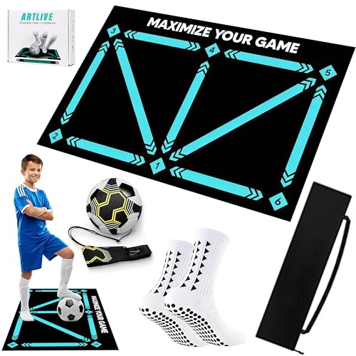 Football Training Mat - Soccer Mastery Skills Mat 90x60cm - Develop Confidence, Skills & Discipline + Mastery Mobile APP Football & Birthday Gift for Boys, Kids
