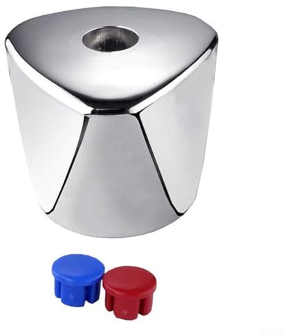 Griff Wasserhahn Drehhebel Steuerung Drehgriff verchromt Kunststoff Haubengriff mit rot blau Farben Markierung für Badezimmer Küche Schrank