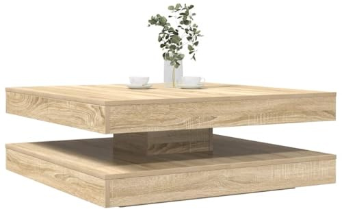 INLIFE Couchtisch 360-Grad Drehbar Sonoma-Eiche 90x90x34,5 cm,Möbel,Tische,Ziertische,Couchtische,Braun,40.44 KG,3321353