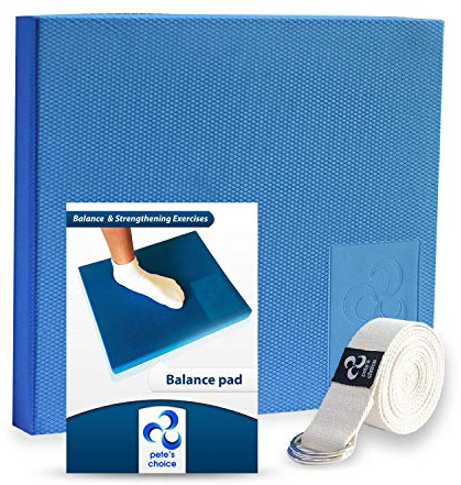 Tapis D’équilibre Premium Recommandé par Les Thérapeutes - Sangle D'étirement et eBook Incus I Ce Balance Pad Permet de Faciliter la Rééducation, Notamment des Chevilles
