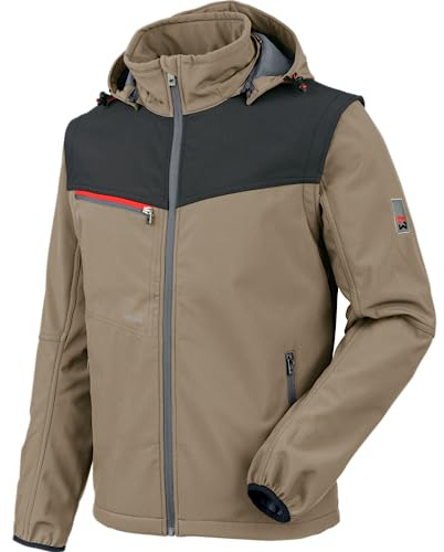 WÜRTH MODYF Softshelljacke Stretch X – hochwertige Arbeitsjacke für Schreiner oder Tischler in der Größe L – wasserabweisend (8.000 mm WS) mit abnehmbaren Ärmeln & Kapuze – in anthrazit