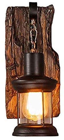 JIAODIE Antique Vintage Style Industriel Mur Lumières Rustique en Bois Applique Murale E27 Prise Éclairage Murale pour Restaurant, Allée, Couloir, Entrée, Bar, Café, Ombre Fait De Métal Et De Verre,B