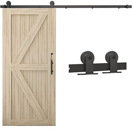 WOLFBIRD 5FT/152CM Quincaillerie De Porte Coulissante Kit Porte Coulissante Rail pour système de quincaillerie à célibataire porte