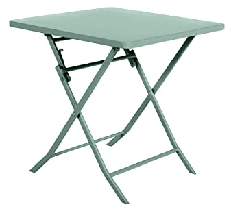 Hespéride - Table de Jardin Pliante Carrée Greensboro Vert Olive - 2 Places - Acier Traité Epoxy Traitement Antirouille Renforcé