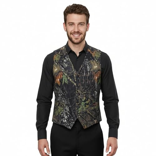 CYStailor Camouflage Color 5 Buttons 2 Pockets Mens Vests Size 48R