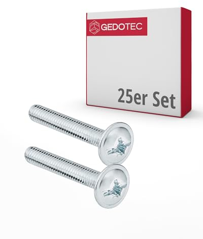 Gedotec Möbelschrauben M4 Stahl verzinkt - H10644 | 25 Stück - Griffschrauben für Möbelgriffe | Möbelverbinder - M4 x 30 mm | Gewindeschrauben - Möbelgriffschrauben - Verbindungsschrauben - Schränke
