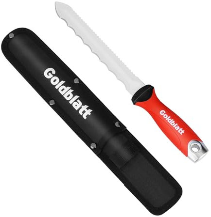 Goldblatt Cuchillo para Aislamiento, Hoja de Acero Inoxidable de 20 cm, Cuchillo de Aislamiento de Doble Cara, para Cortar Materiales Aislantes como Lana Mineral, Lana de Vidrio y Lana de Roca